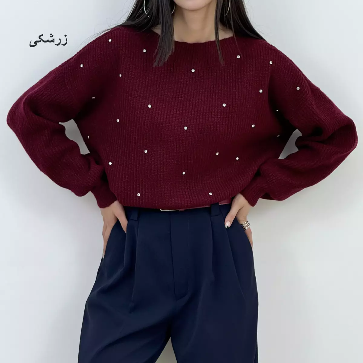 بلوز بافت نگین دار 1006092