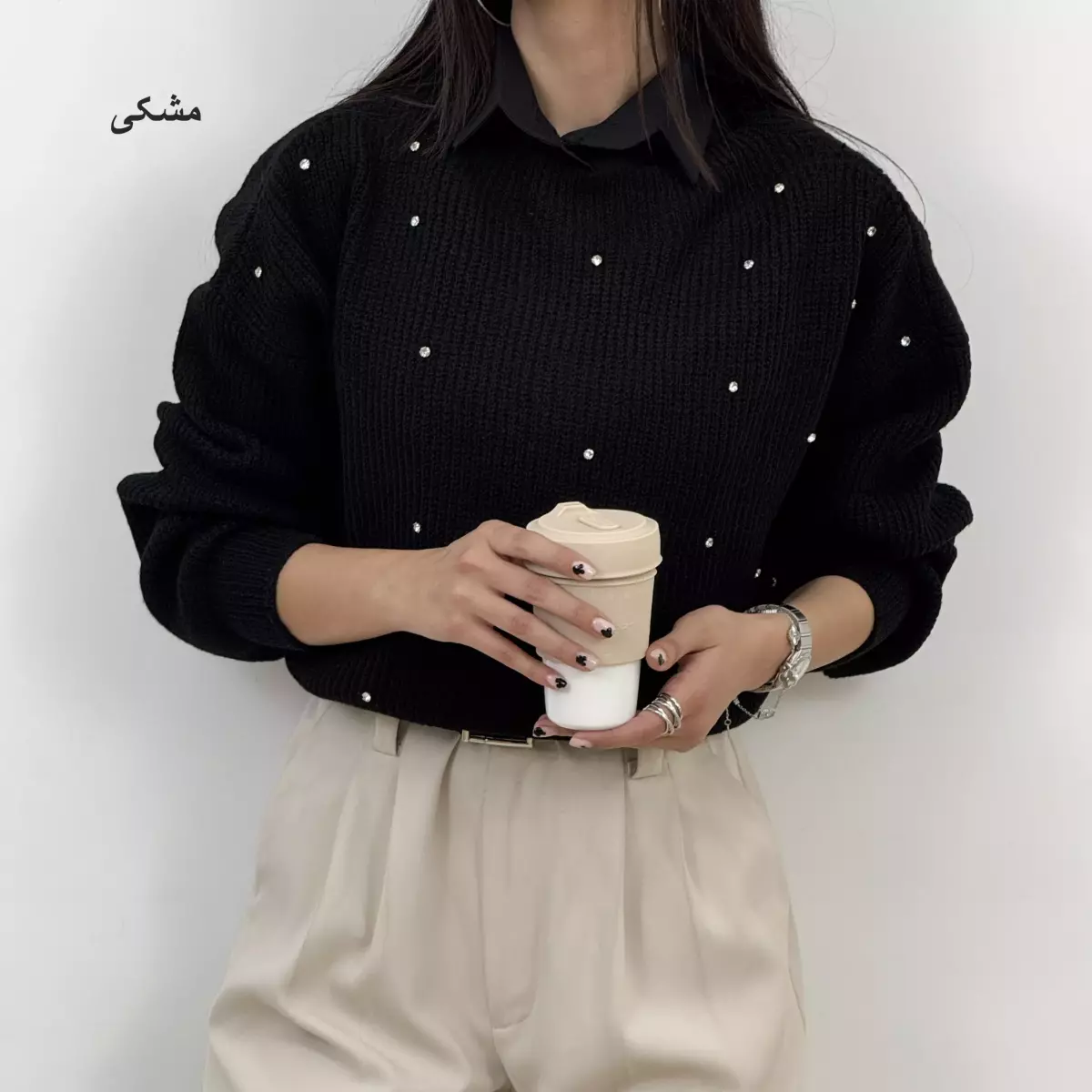 بلوز بافت نگین دار 1006092