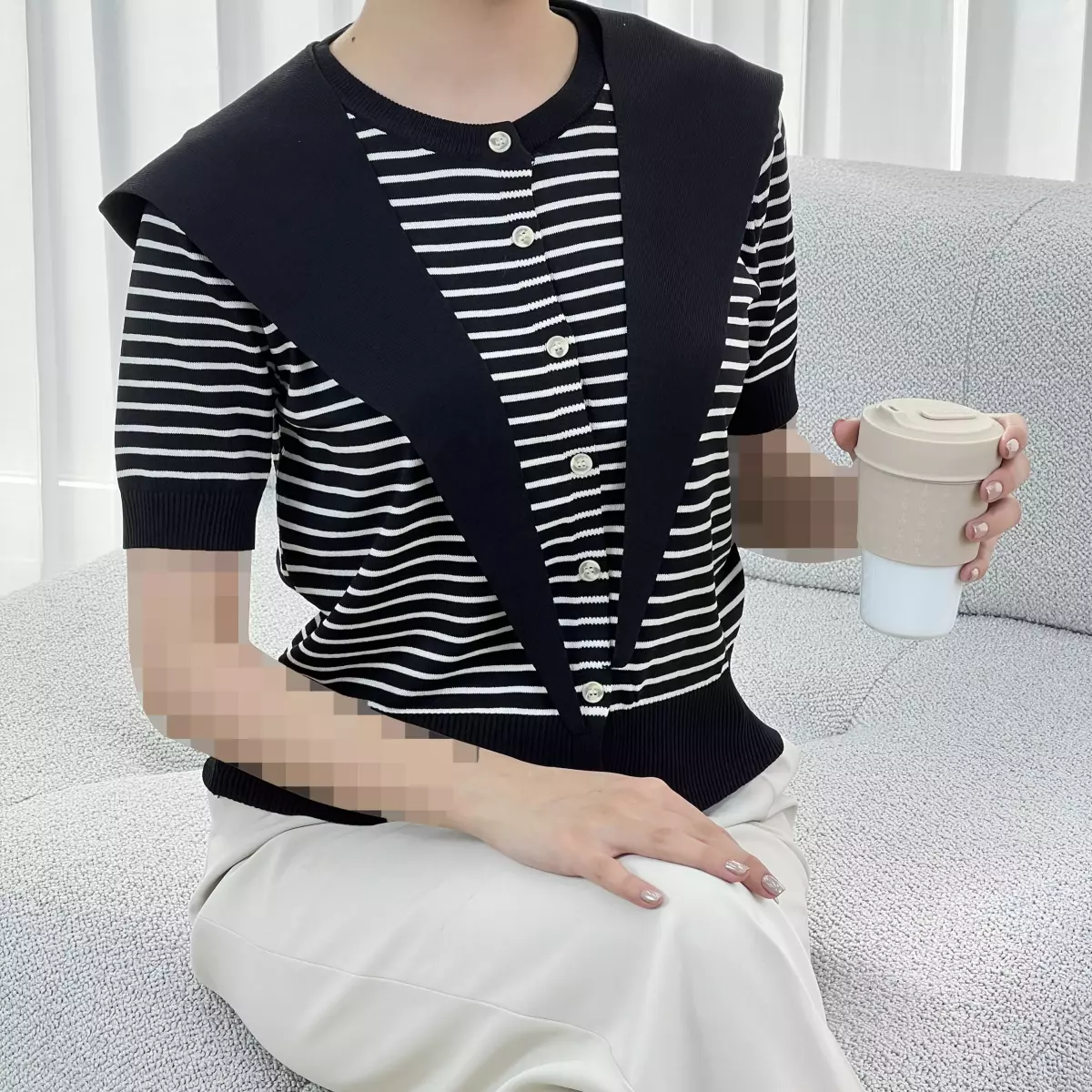 بافت راه راه کلاه دار 1007875