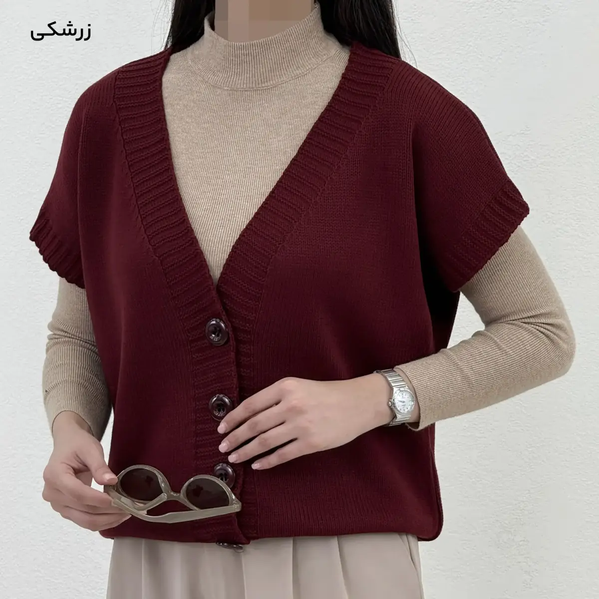 وست بافت زنانه جلو دکمه | آی بولک