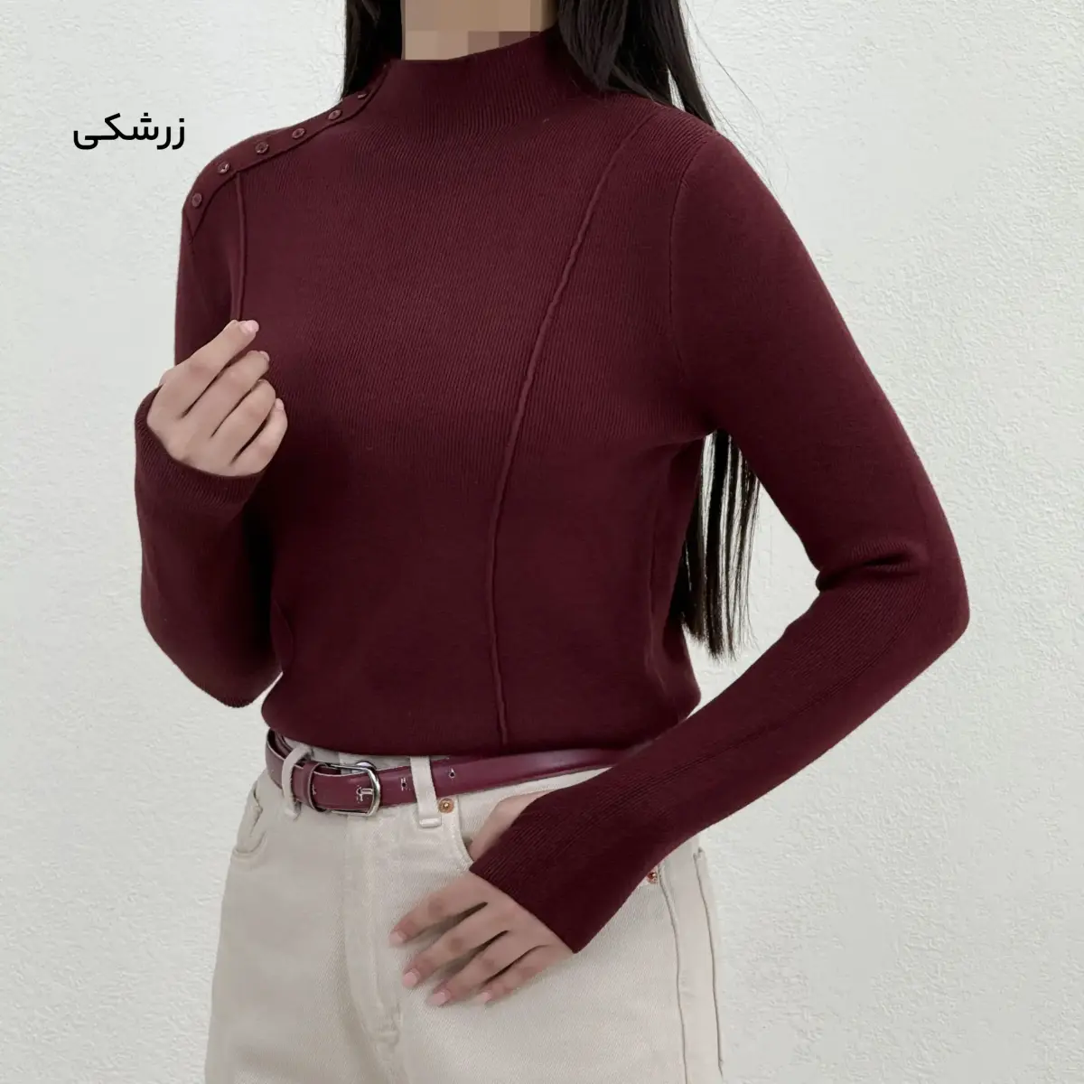بلوز بافت زنانه سرشانه دکمه | آی بولک