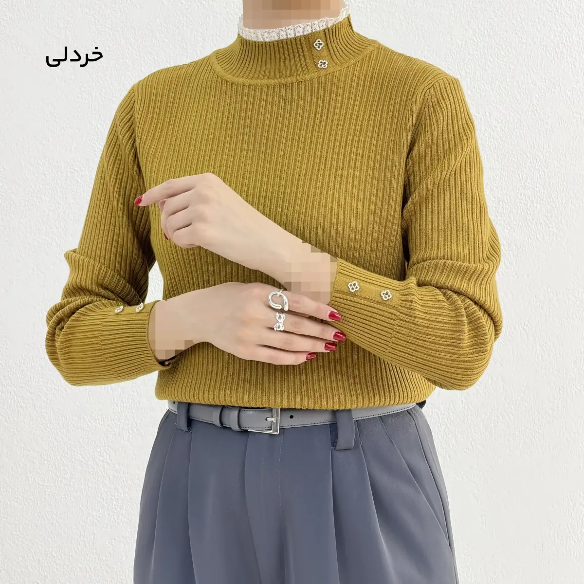 بلوز بافت زنانه یقه ایستاده کلاسیک | آی بولک