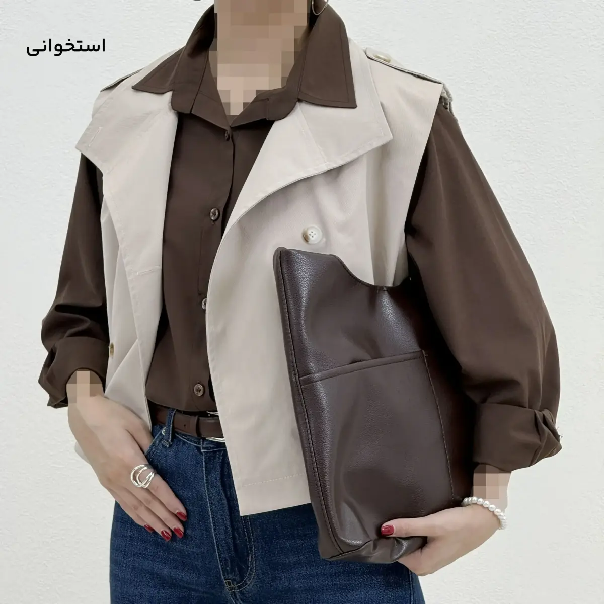 وست زنانه یقه ایستاده کتان | آی بولک