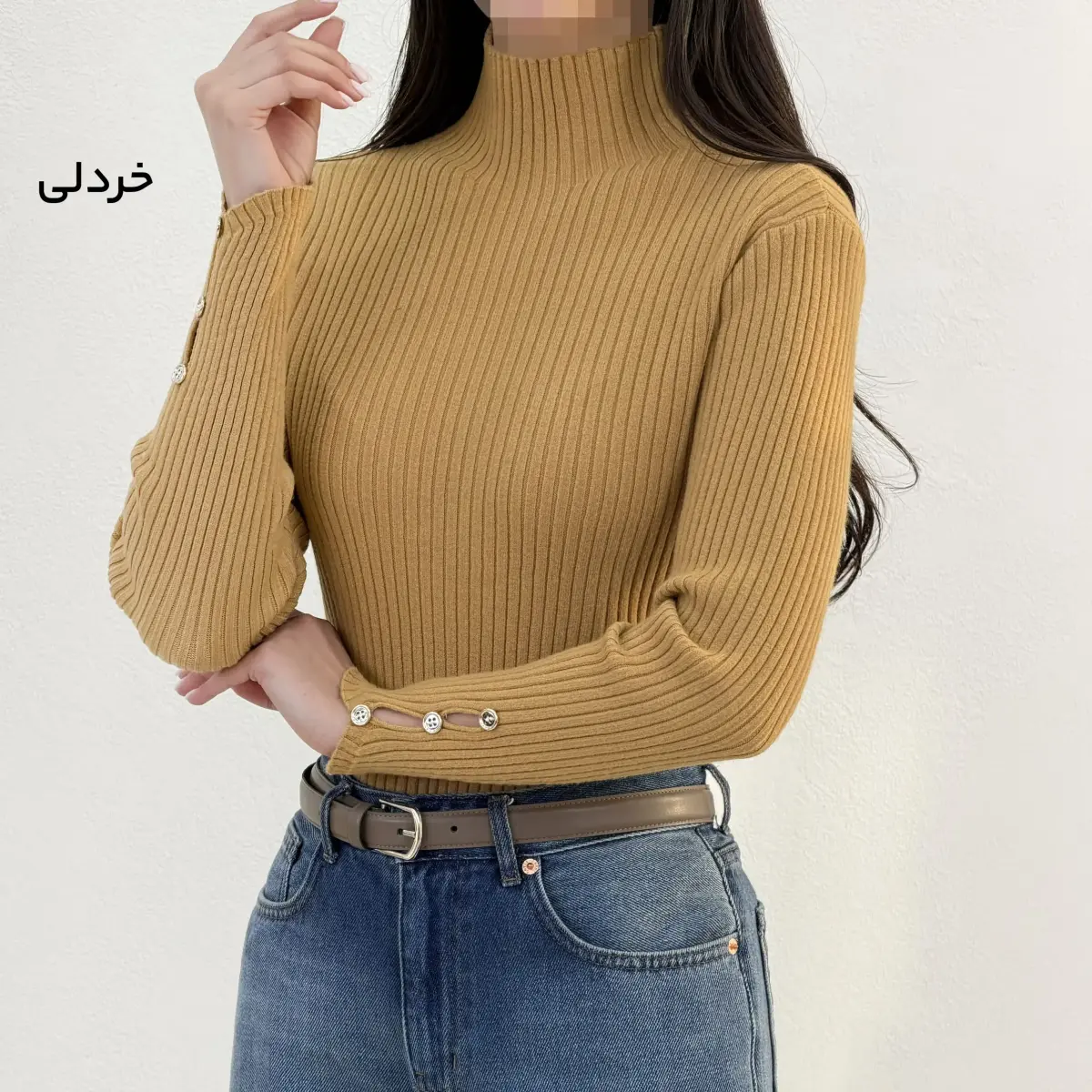 بلوز بافت زنانه یقه ایستاده کرکره ای | آی بولک