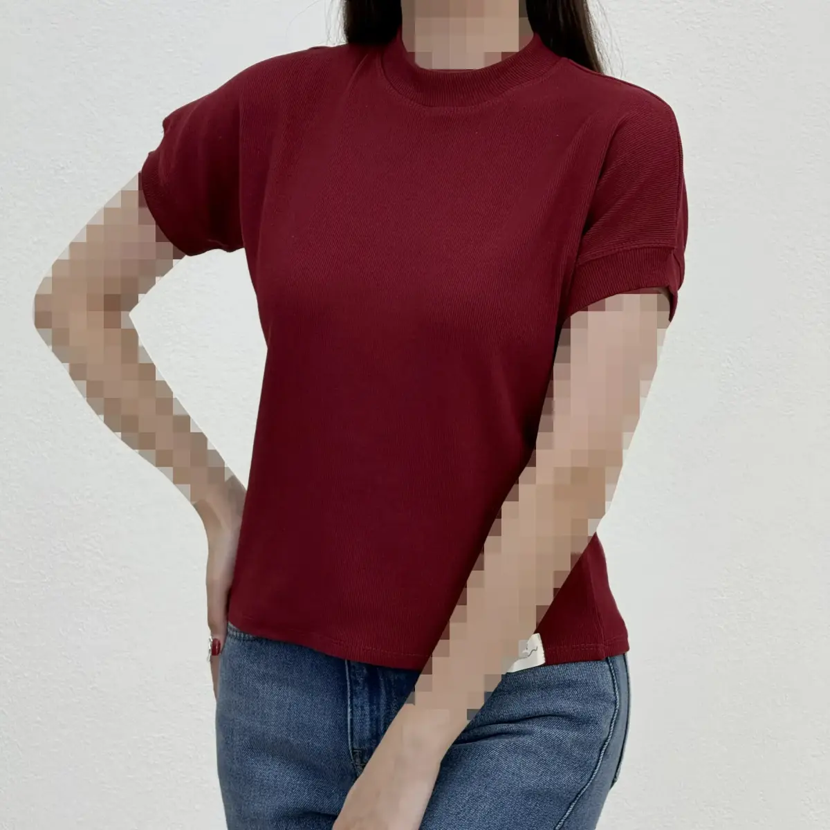 تیشرت زنانه یقه گرد کبریتی | آی بولک