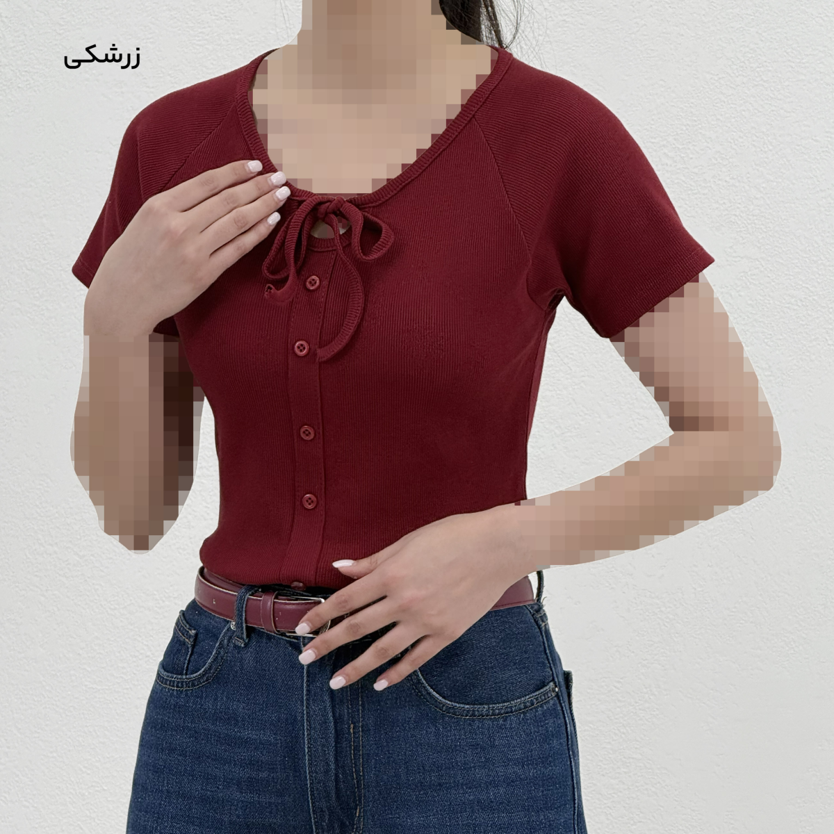 تیشرت زنانه کبریتی جلو گره ای | آی بولک