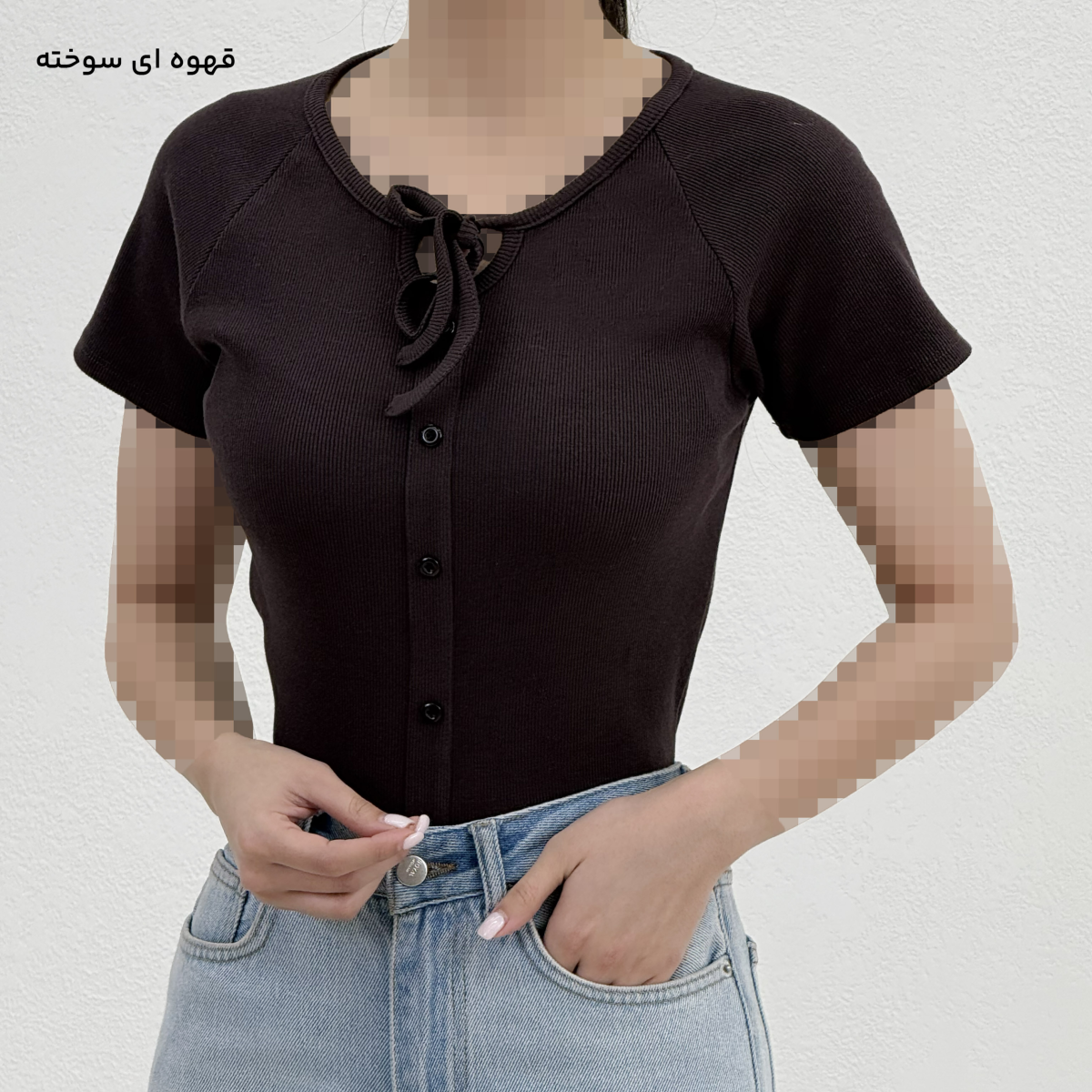 تیشرت زنانه کبریتی جلو گره ای | آی بولک