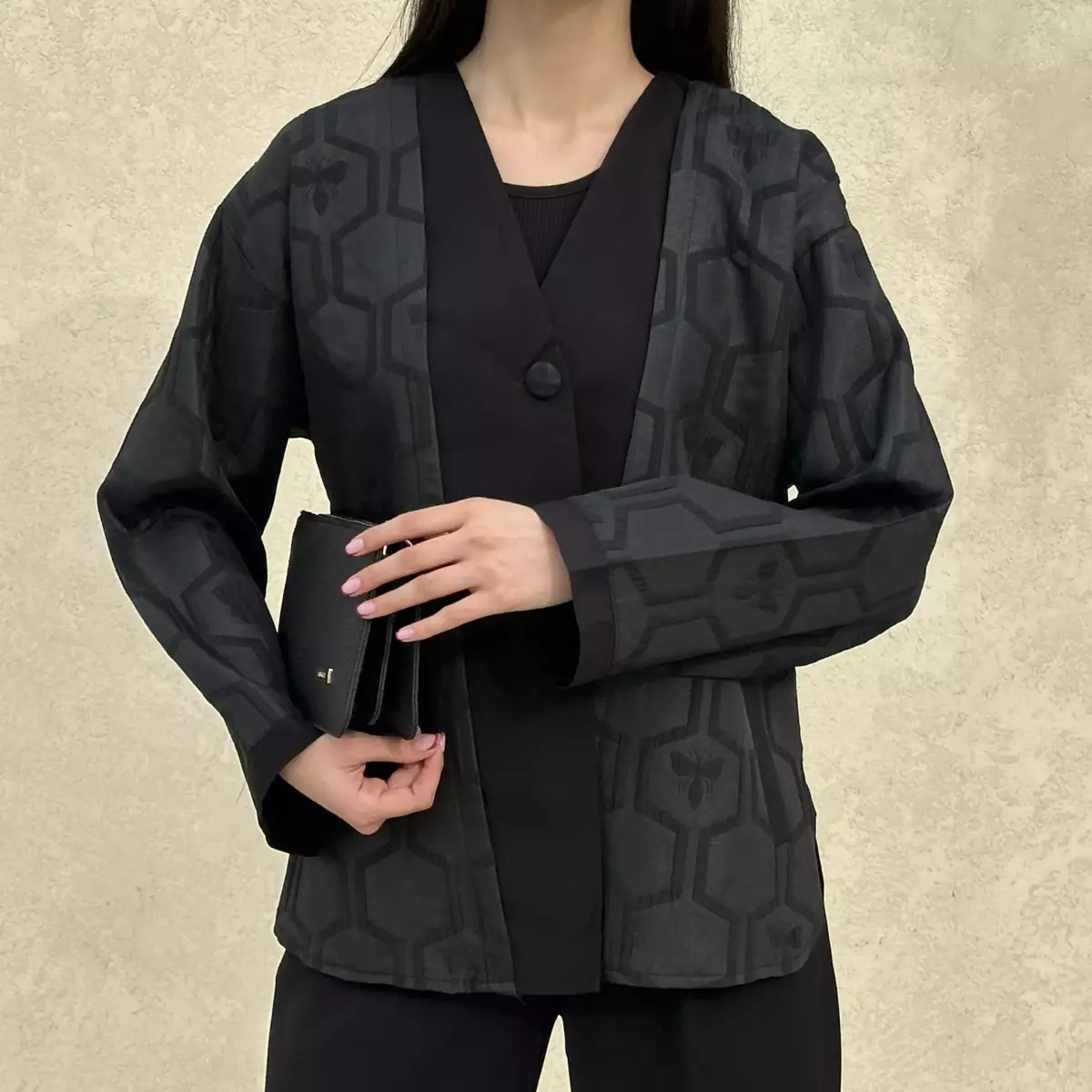 کت تک دکمه طرحدار 1002222