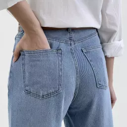 شلوار جین نیم بگ آبی متوسط