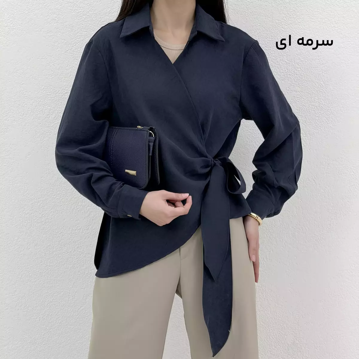 شومیز زنانه سیلک گره ای