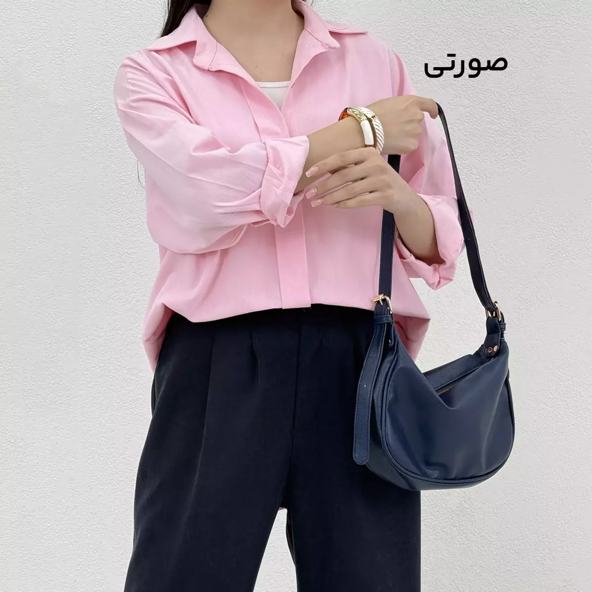 شومیز لینن یقه مردانه
