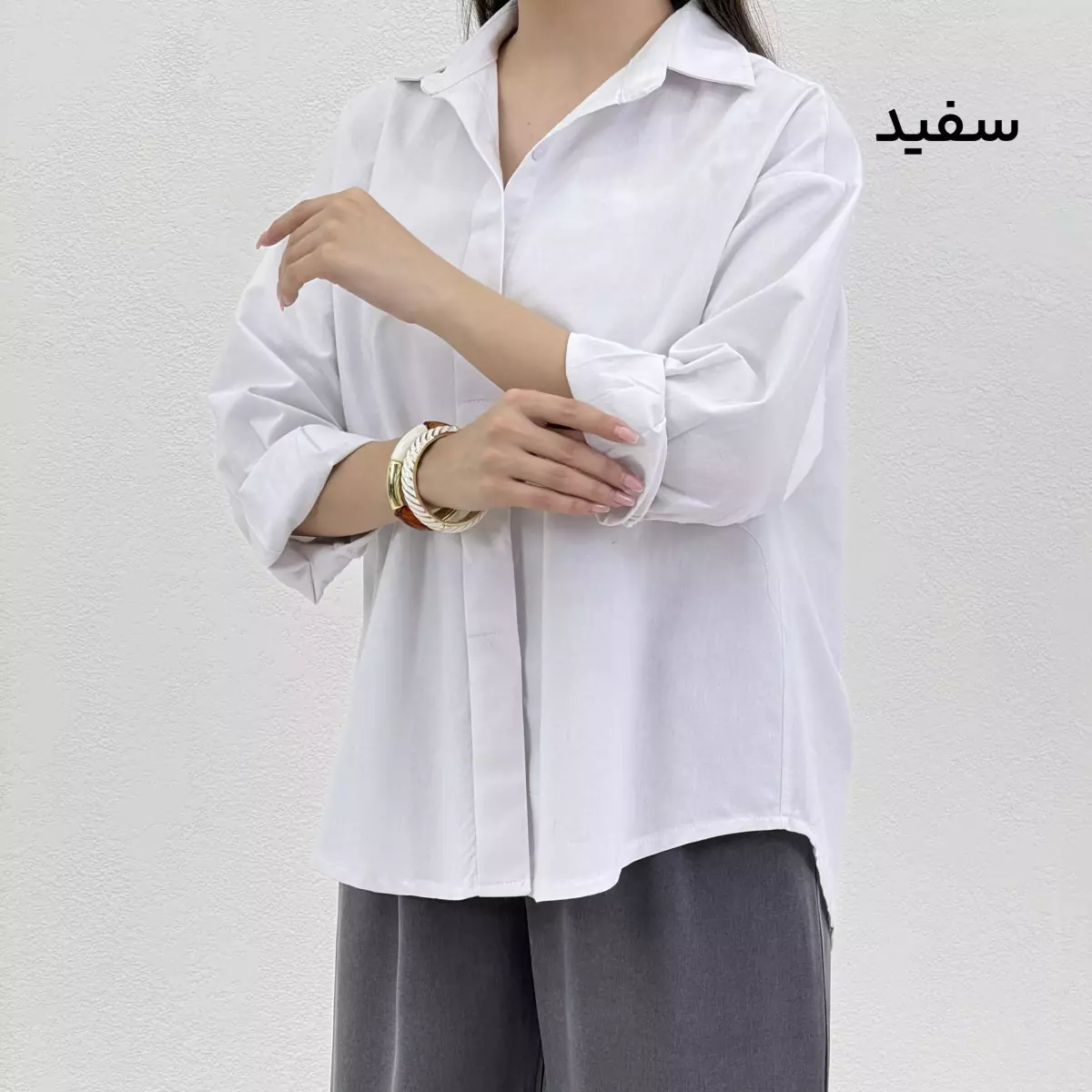 شومیز لینن یقه مردانه