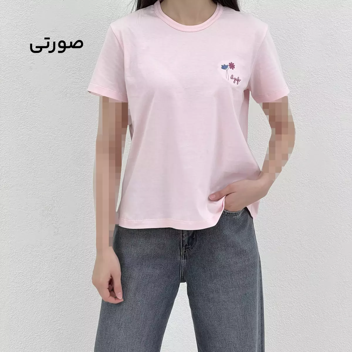 تیشرت زنانه گلدار یقه گرد
