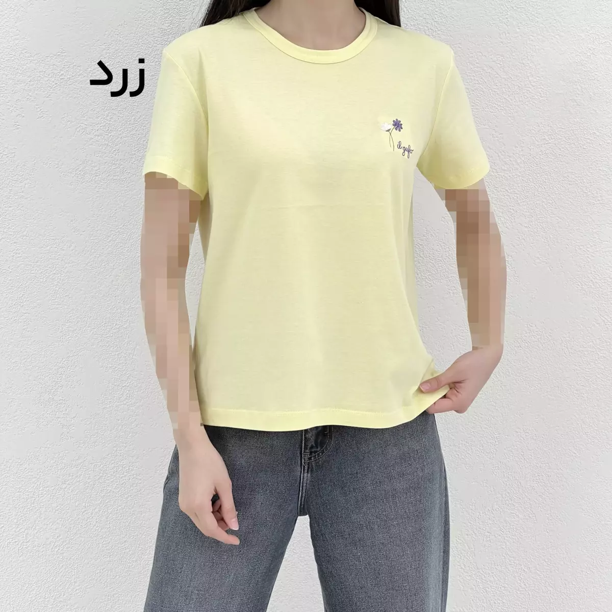 تیشرت زنانه گلدار یقه گرد
