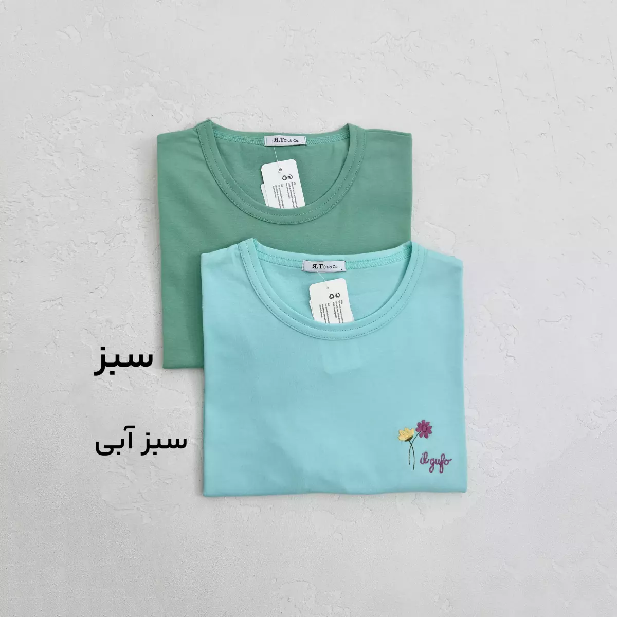 تیشرت زنانه گلدار یقه گرد
