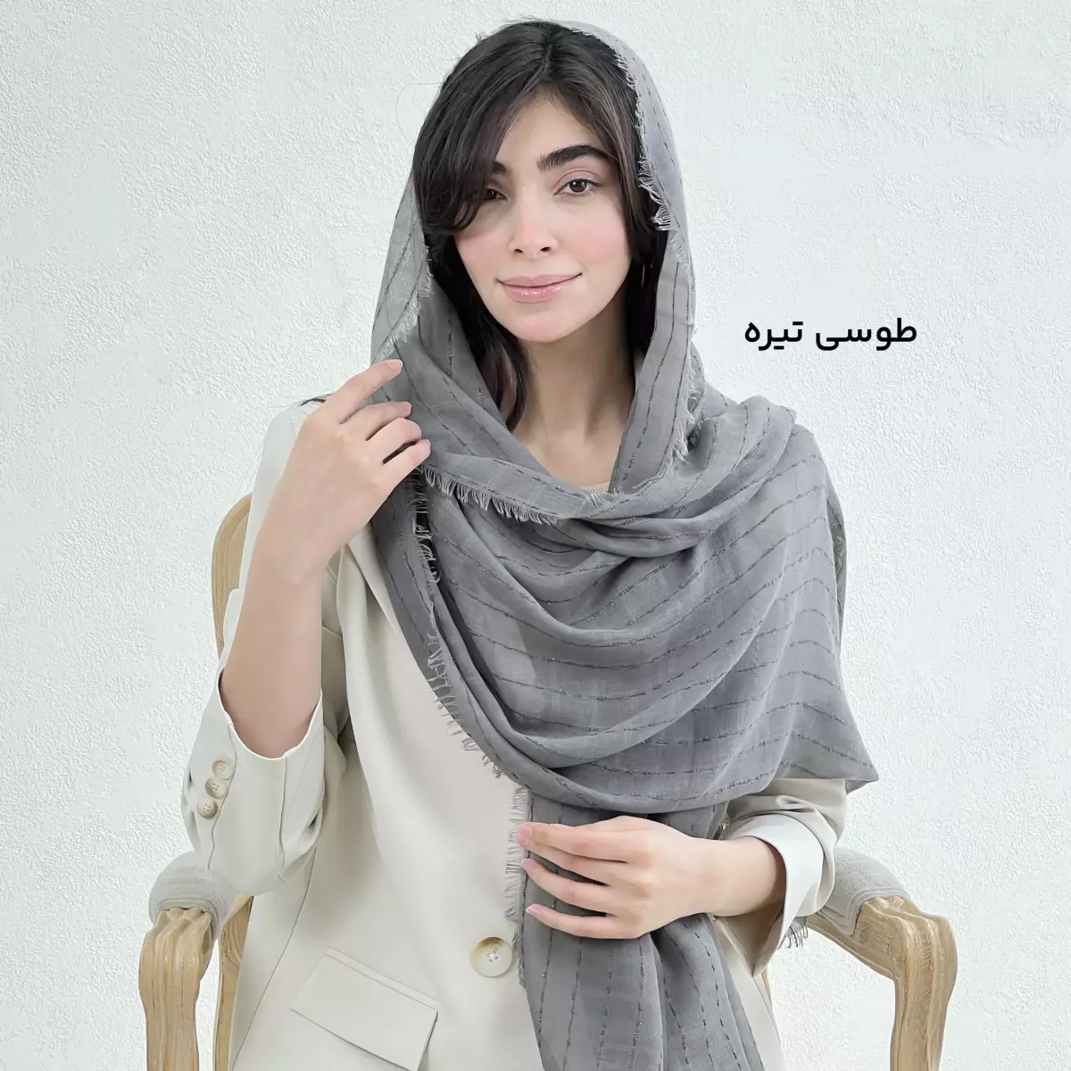شال زنانه لینن دور ریش