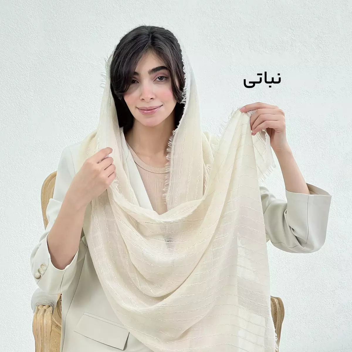 شال زنانه لینن دور ریش