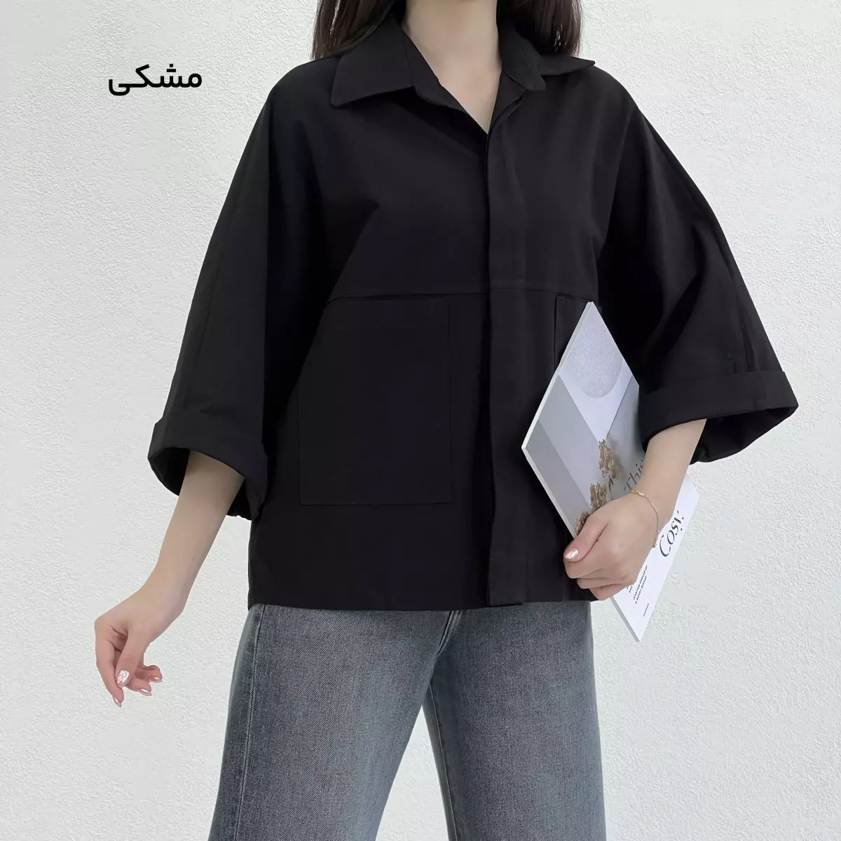 شومیز زنانه باکسی دو جیب
