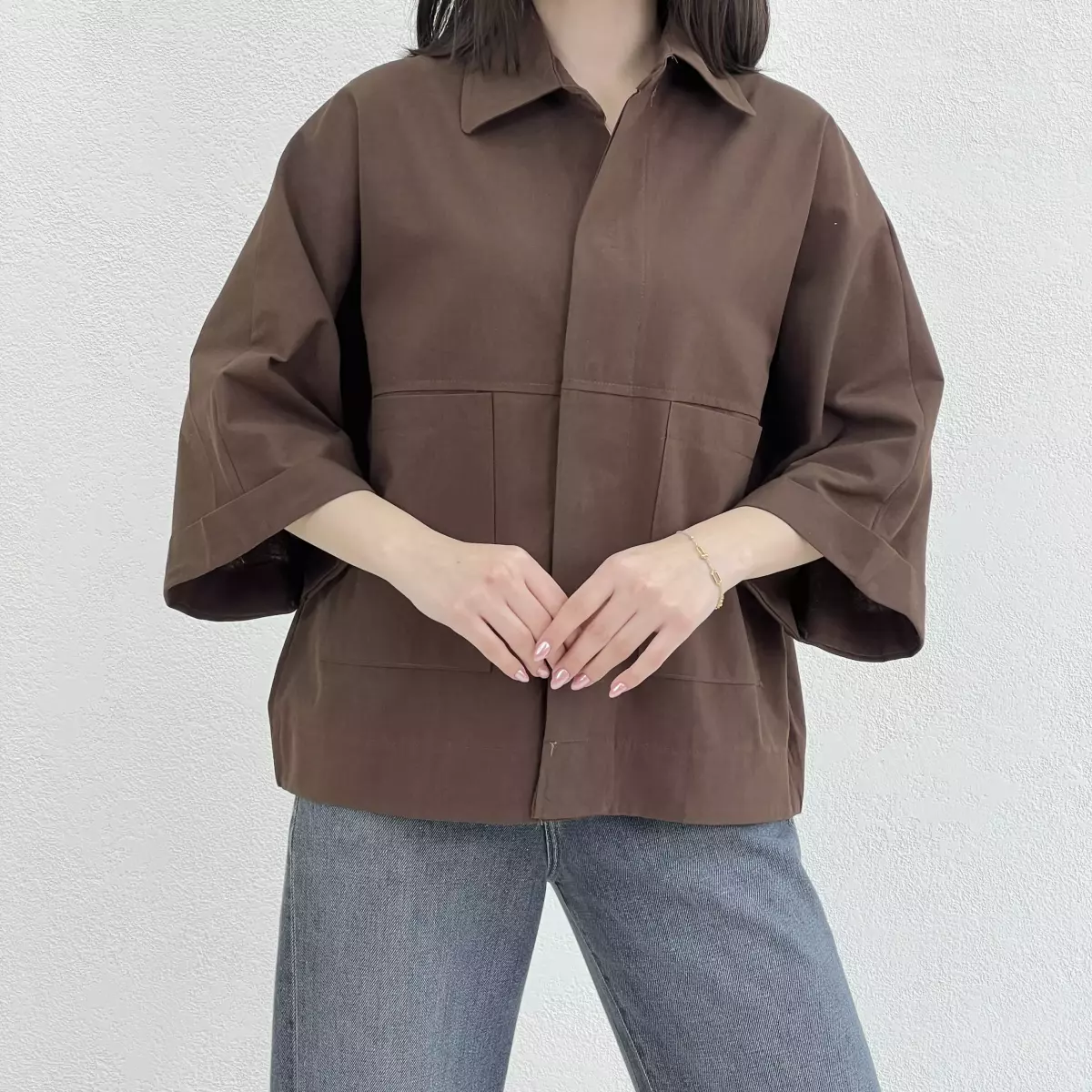 شومیز زنانه باکسی دو جیب