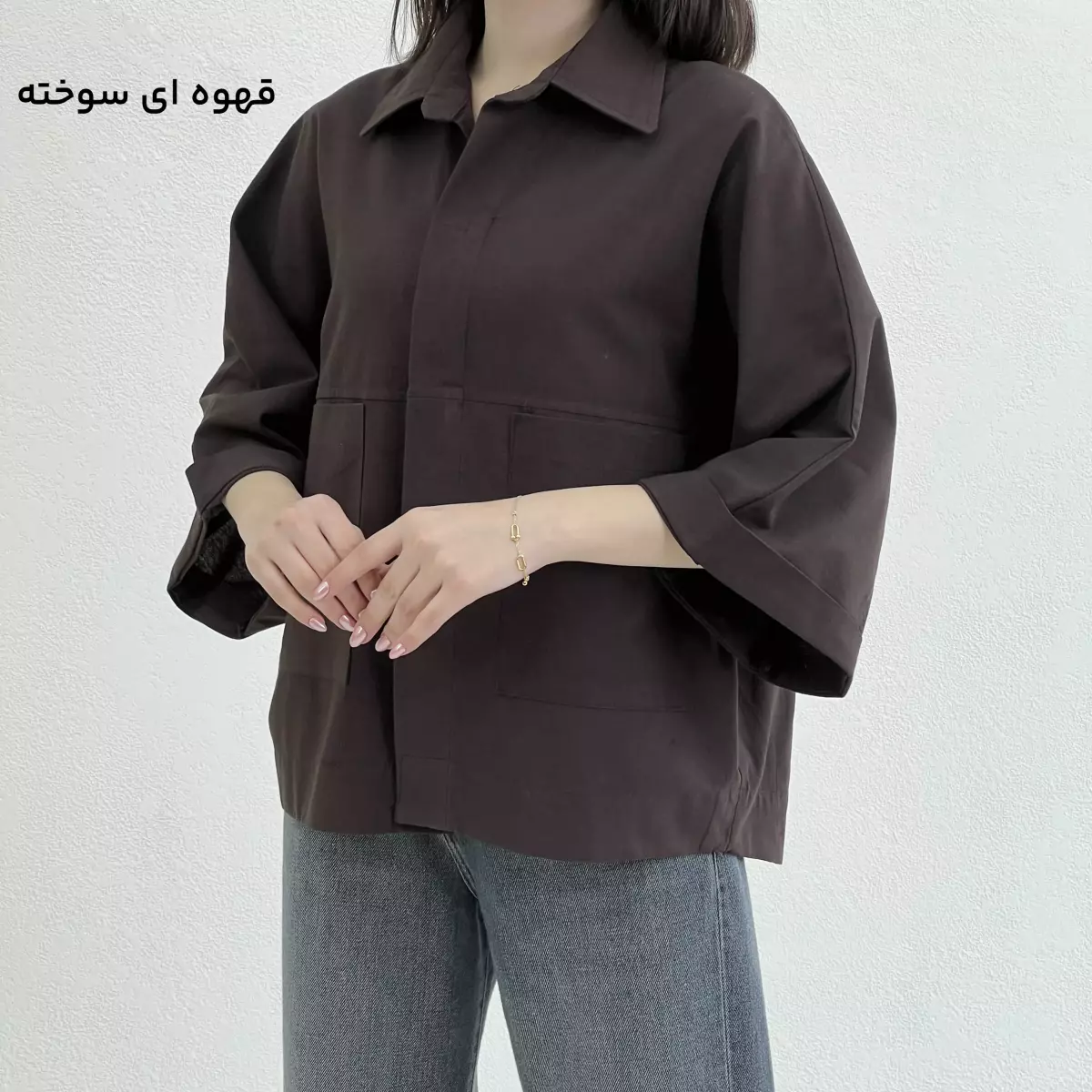 شومیز زنانه باکسی دو جیب