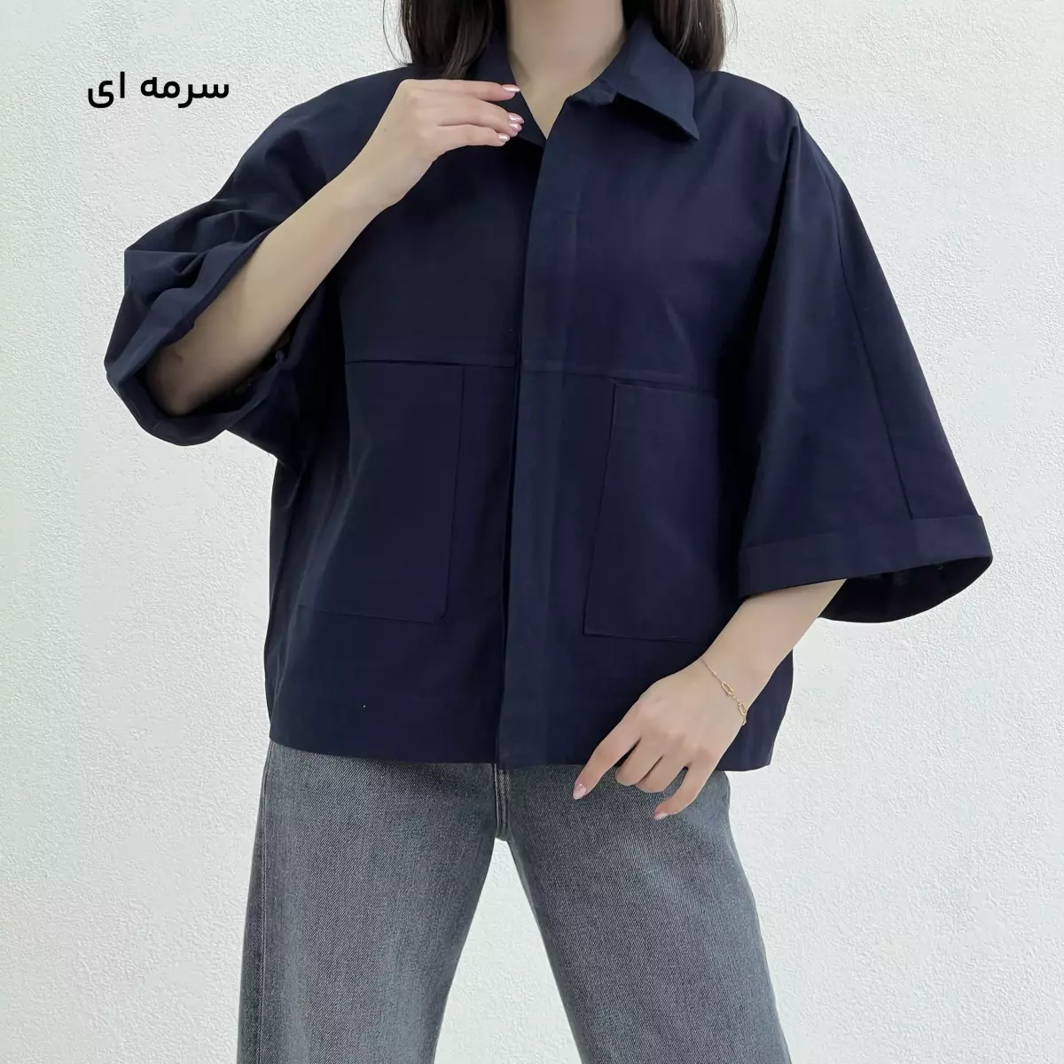 شومیز زنانه باکسی دو جیب