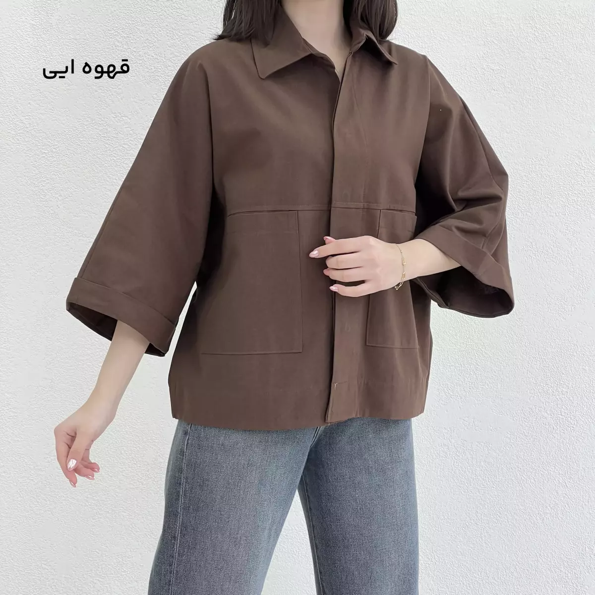 شومیز زنانه باکسی دو جیب