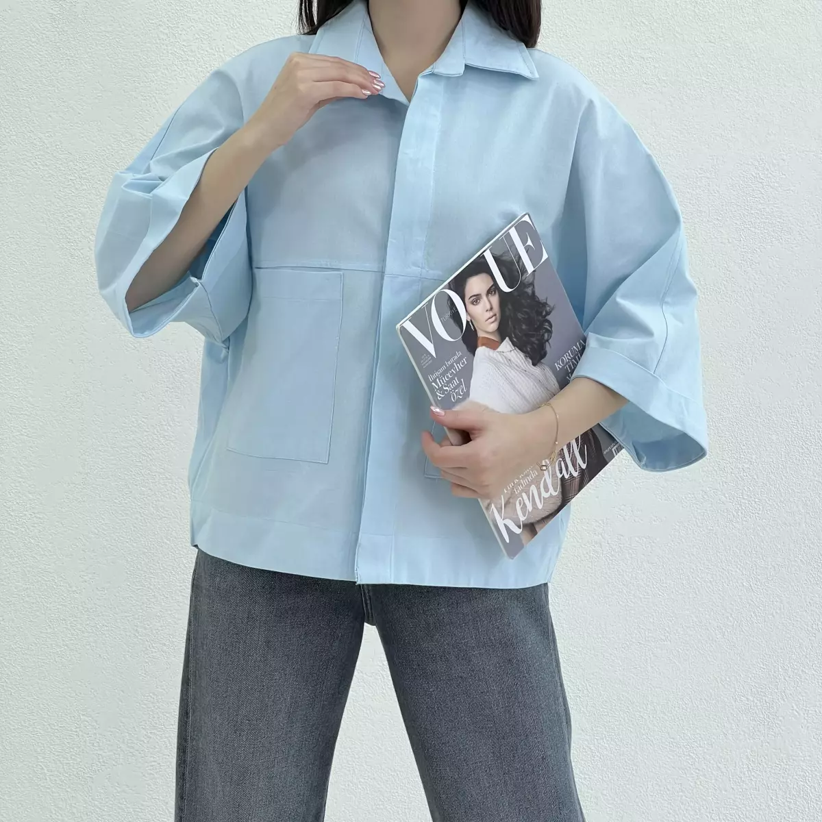 شومیز زنانه باکسی دو جیب
