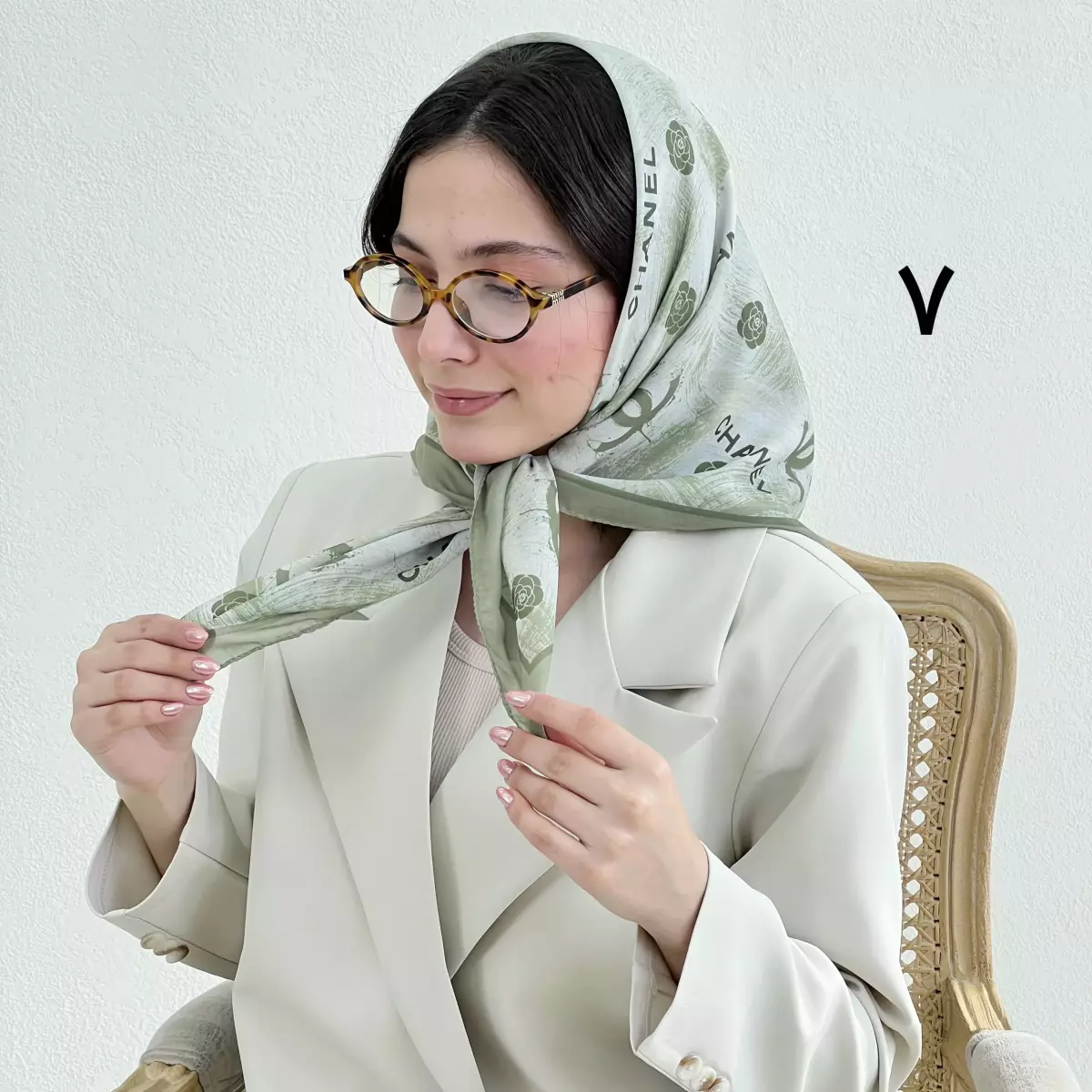 مینی اسکارف زنانه رنگ ماچا