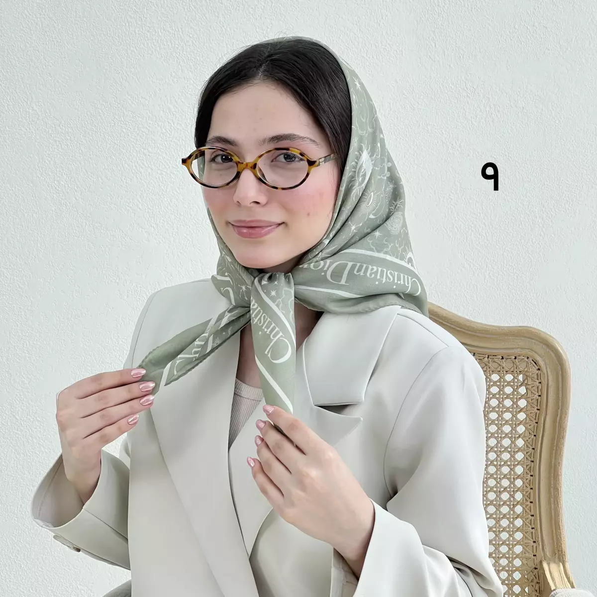 مینی اسکارف زنانه رنگ ماچا