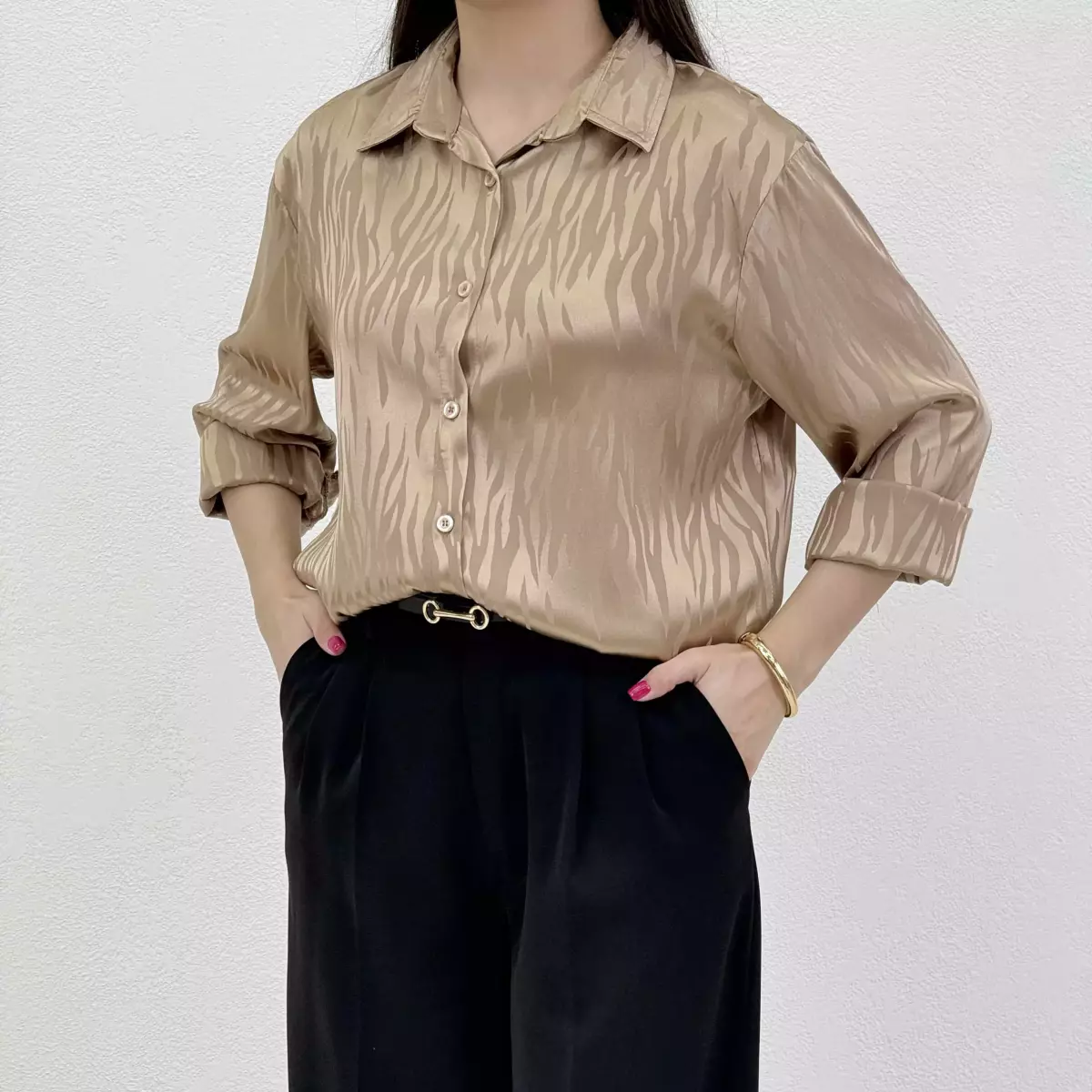 شومیز زنانه ساتن زبرا