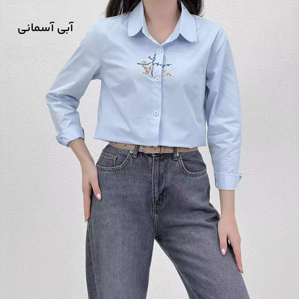 شومیز زنانه جلو گلدوزی دو رنگ