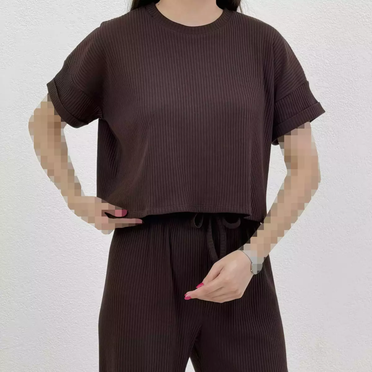 ست تیشرت شلوار کبریتی کرکره ای