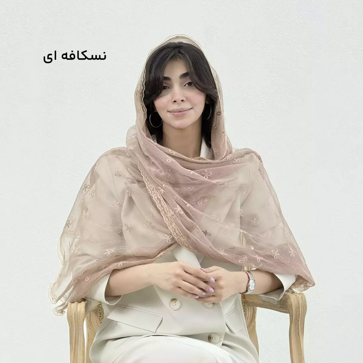 شال زنانه توری طرح پاپیون