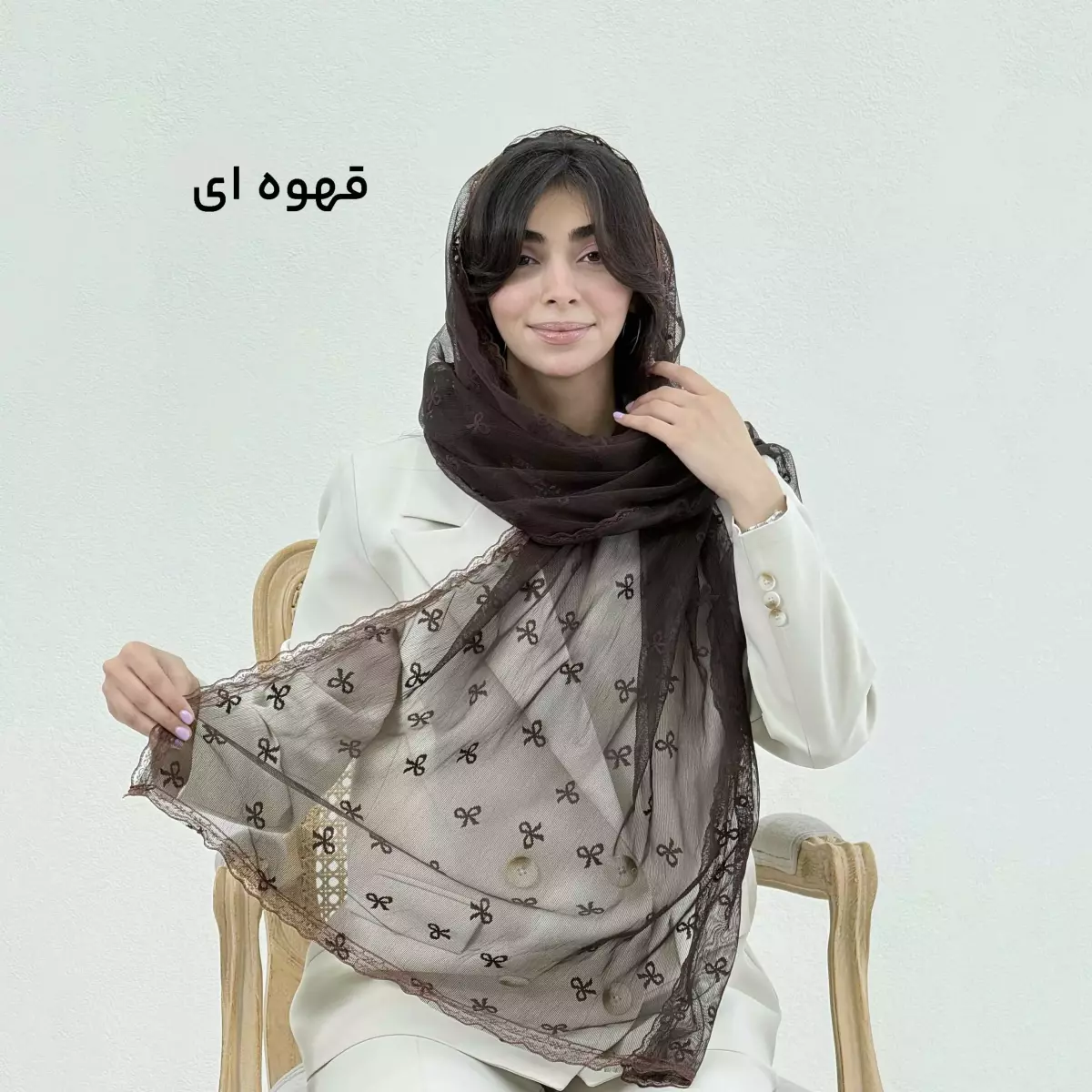شال زنانه توری طرح پاپیون