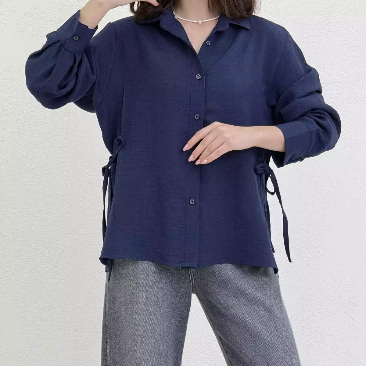 شومیز زنانه لینن بند دار