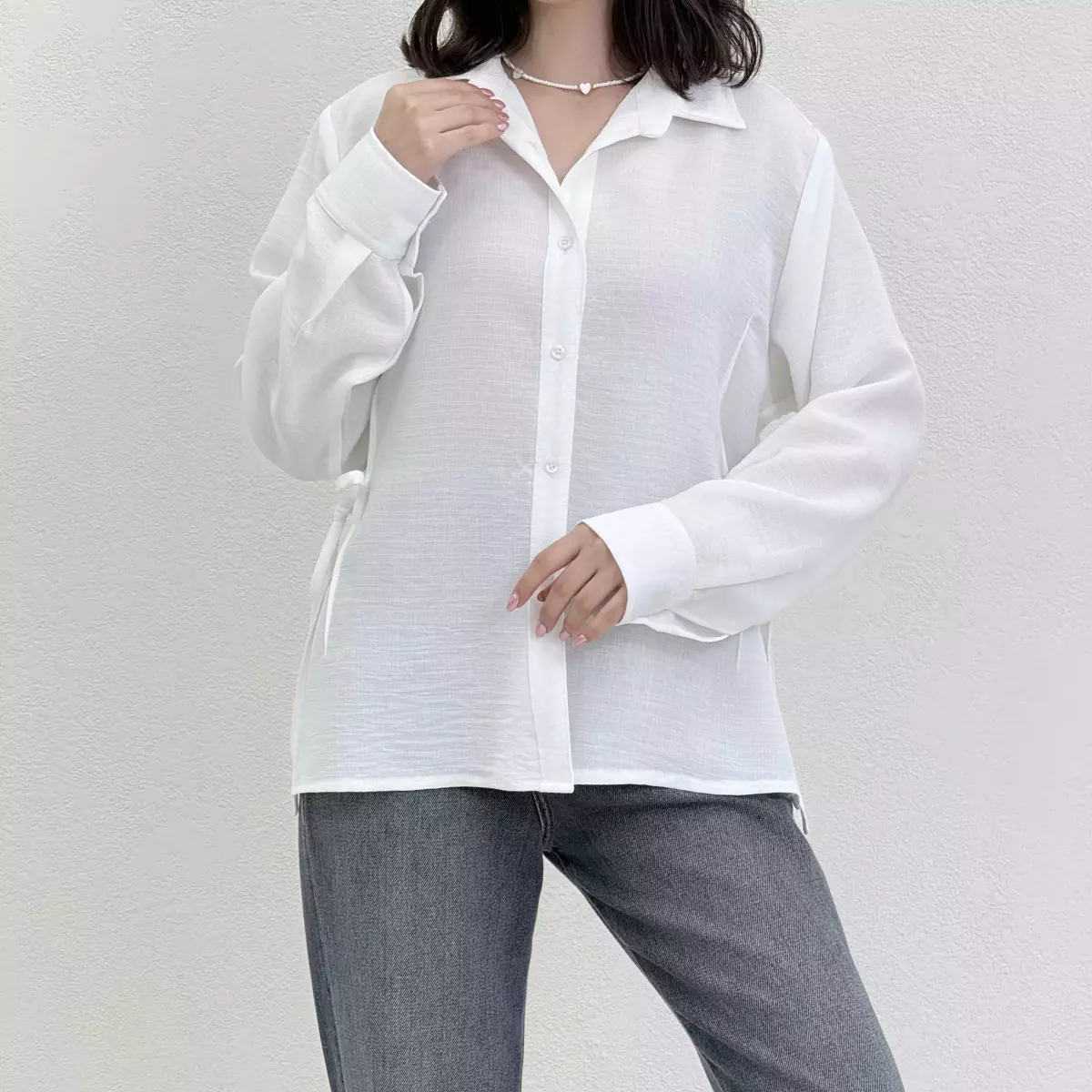 شومیز زنانه لینن بند دار