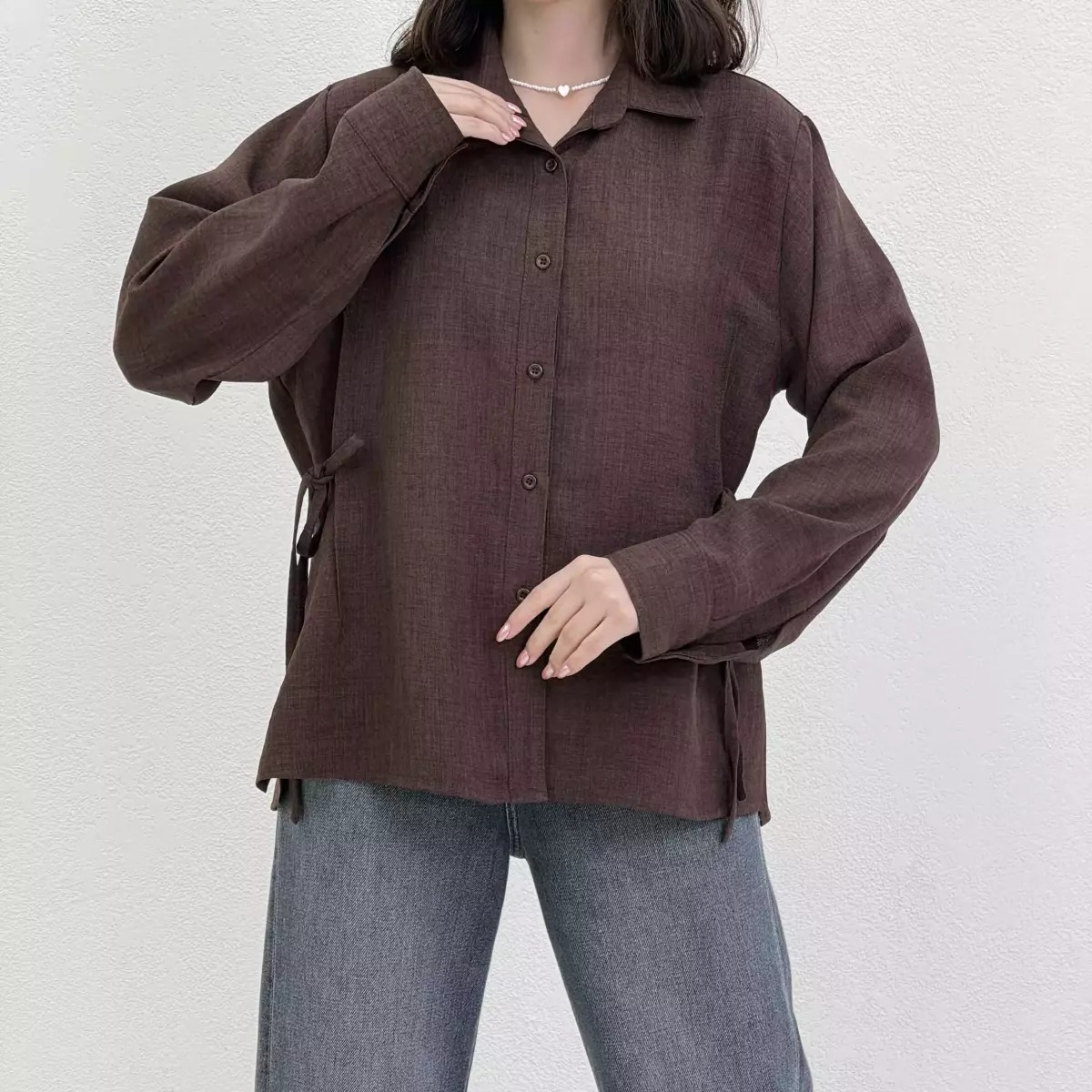 شومیز زنانه لینن بند دار