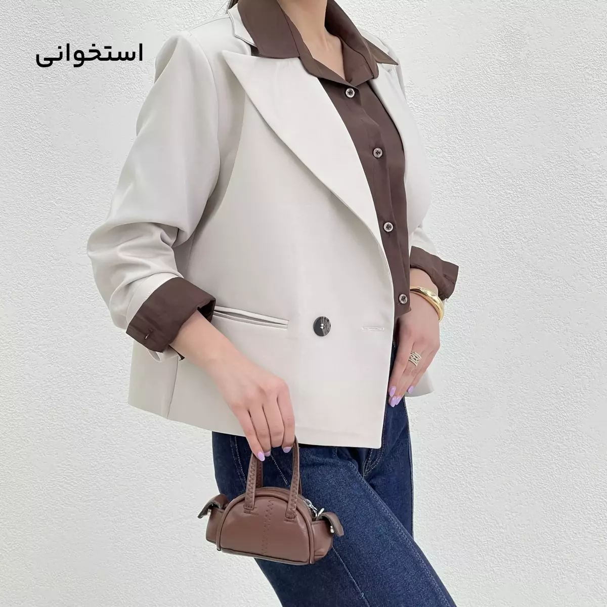 کت کراپ زنانه دو دکمه