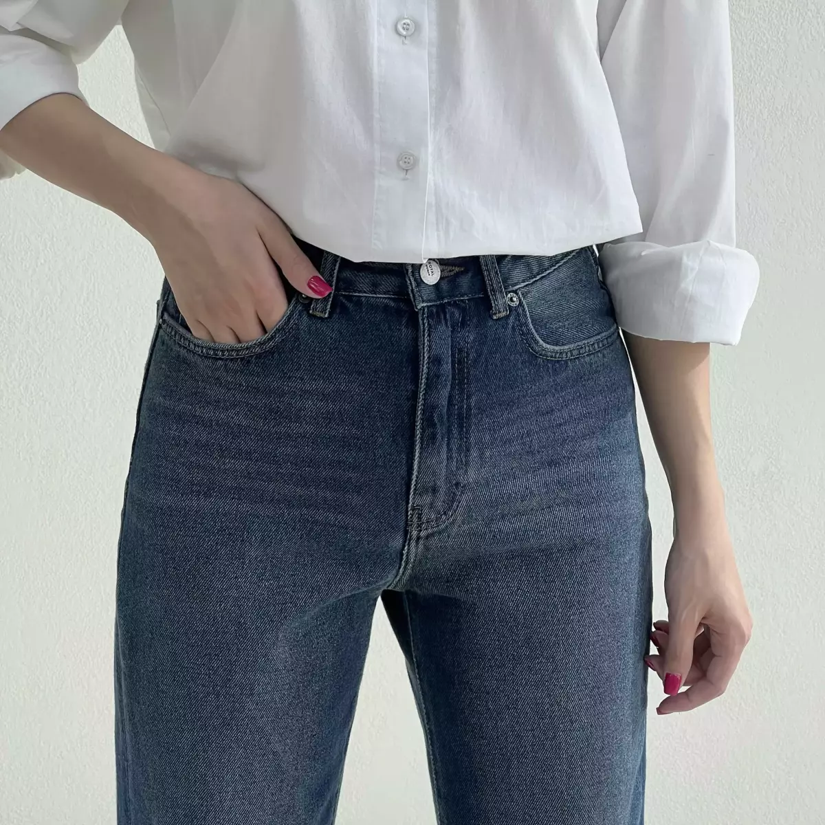 شلوار جین راسته لاین آبی تیره