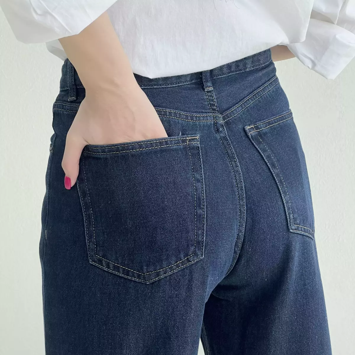 شلوار جین نیم بگ آبی تیره