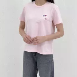 تیشرت زنانه گلدار یقه گرد
