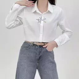 شومیز زنانه جلو گلدوزی دو رنگ