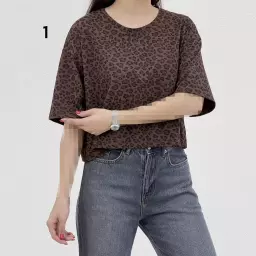 تیشرت کراپ زنانه طرح  پلنگی