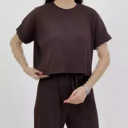 ست تیشرت شلوار کبریتی کرکره ای