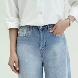 شلوار جین راسته لاین آبی روشن