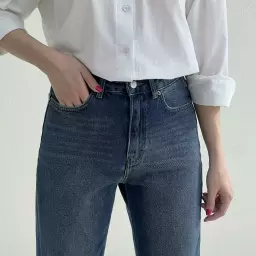 شلوار جین راسته لاین آبی تیره