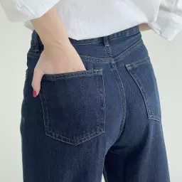 شلوار جین نیم بگ آبی تیره
