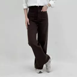 شلوار جین لوپ قهوه ای سوخته