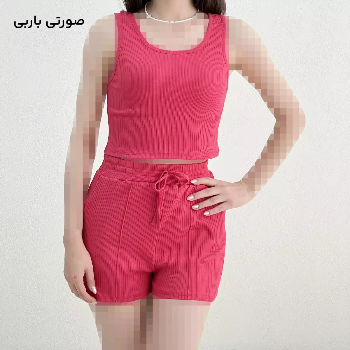 ست تاپ و شورتک زنانه کرکره ای