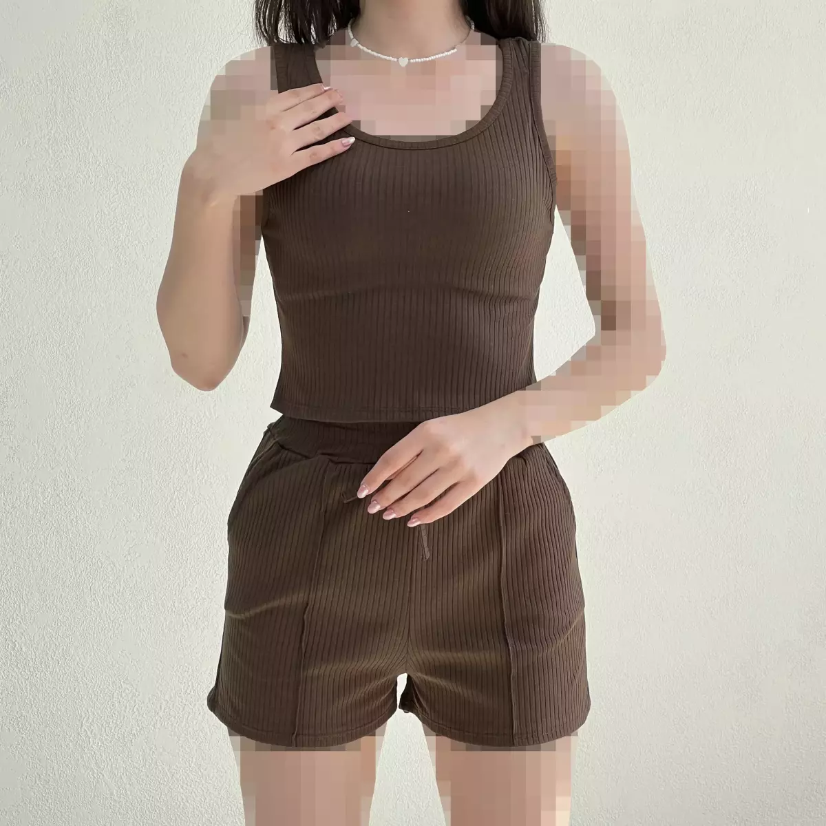 ست تاپ و شورتک زنانه کرکره ای
